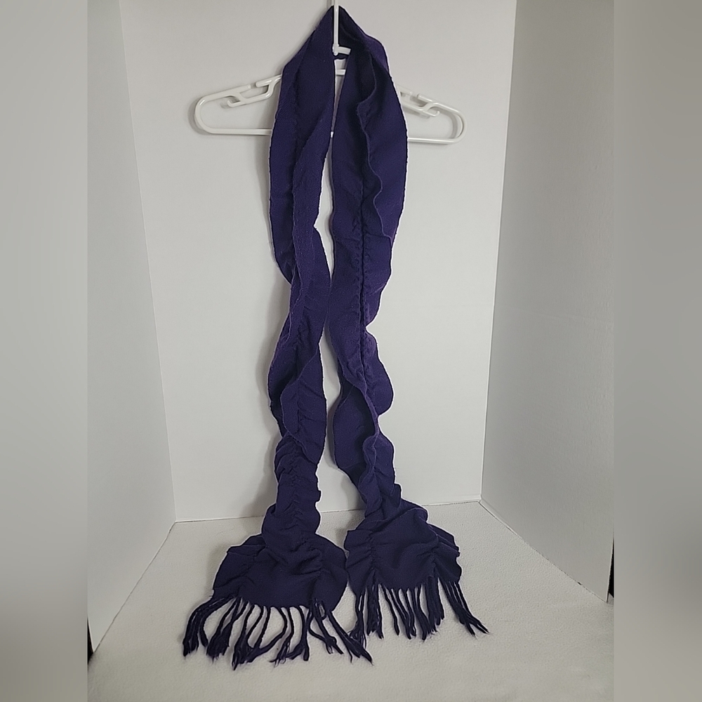 Simply Vera Purple Ruffled W/ Fringe Knit Scarf